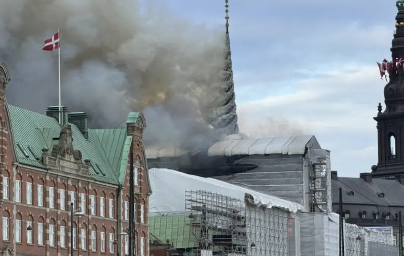 Fire Engulfs Historic Old Stock Exchange Building in Copenhagen