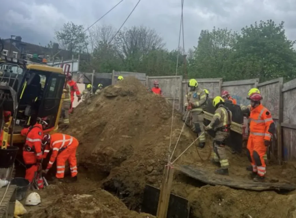 Construction Worker Rescued After Trench Collapse in Charlton