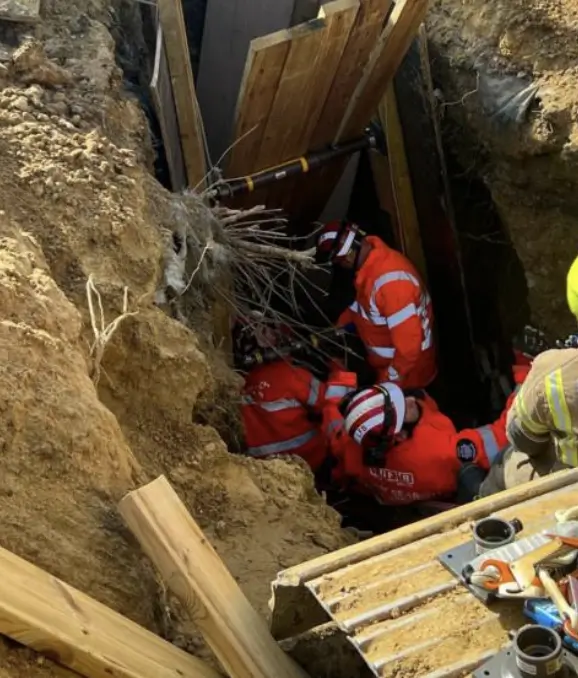 Construction Worker Rescued After Trench Collapse in Charlton