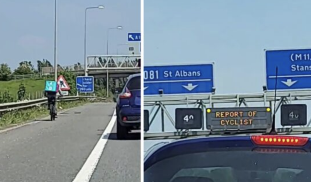 Delivery Rider Spotted Cycling on M25 Sparks Safety Concerns