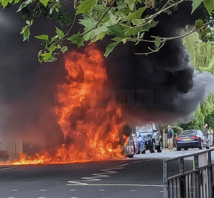 Horror as Bus Bursts into Flames in Twickenham
