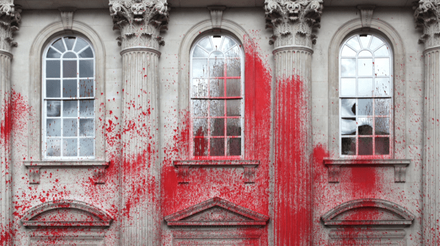 Pro-Palestinian Protesters Spray Red Paint on University of Cambridge’s Senate House
