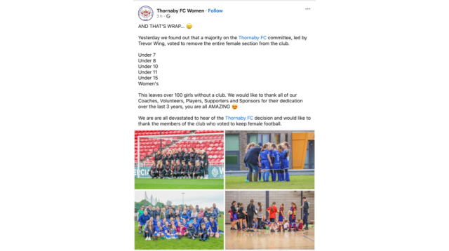 Thornaby FC Faces Backlash After Decision to Remove Female Section