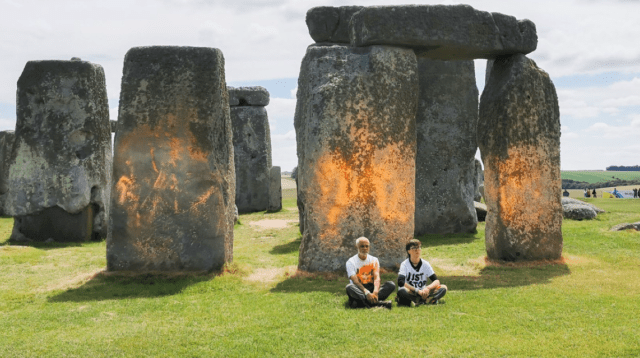 Climate Activists Arrested After Stonehenge Sprayed with Orange Paint in Fossil Fuel Protest