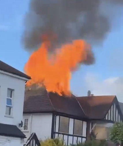 Hendon House Engulfed in Flames, Roof Destroyed in Intense Blaze