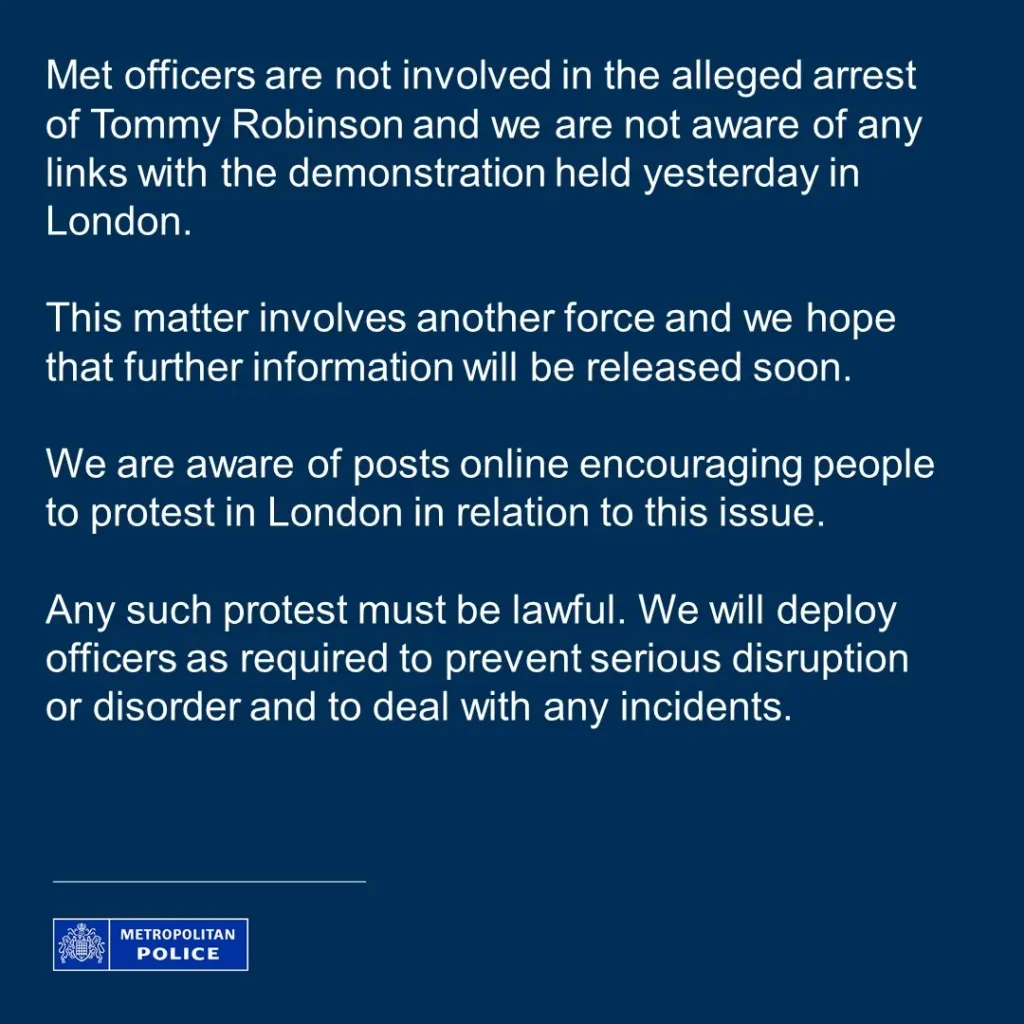 Tommy Robinson Arrested Under Terrorism Act, Claims Misuse of Power