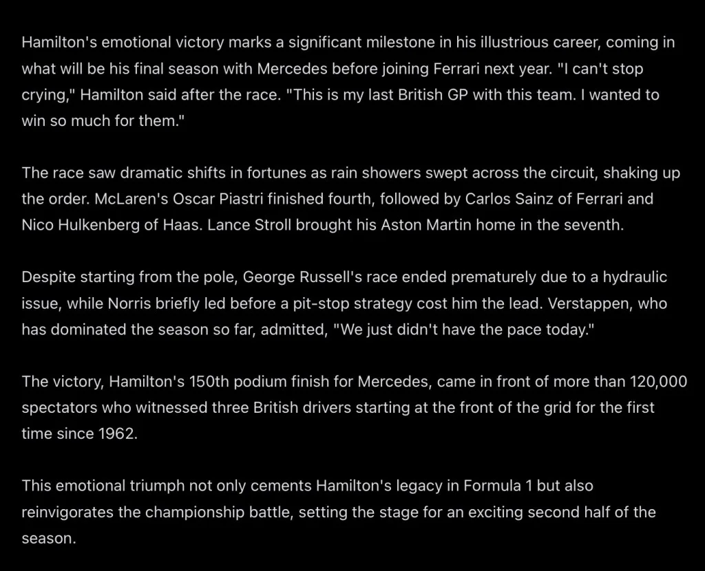 Hamilton Claims Historic 104th Victory at British Grand Prix