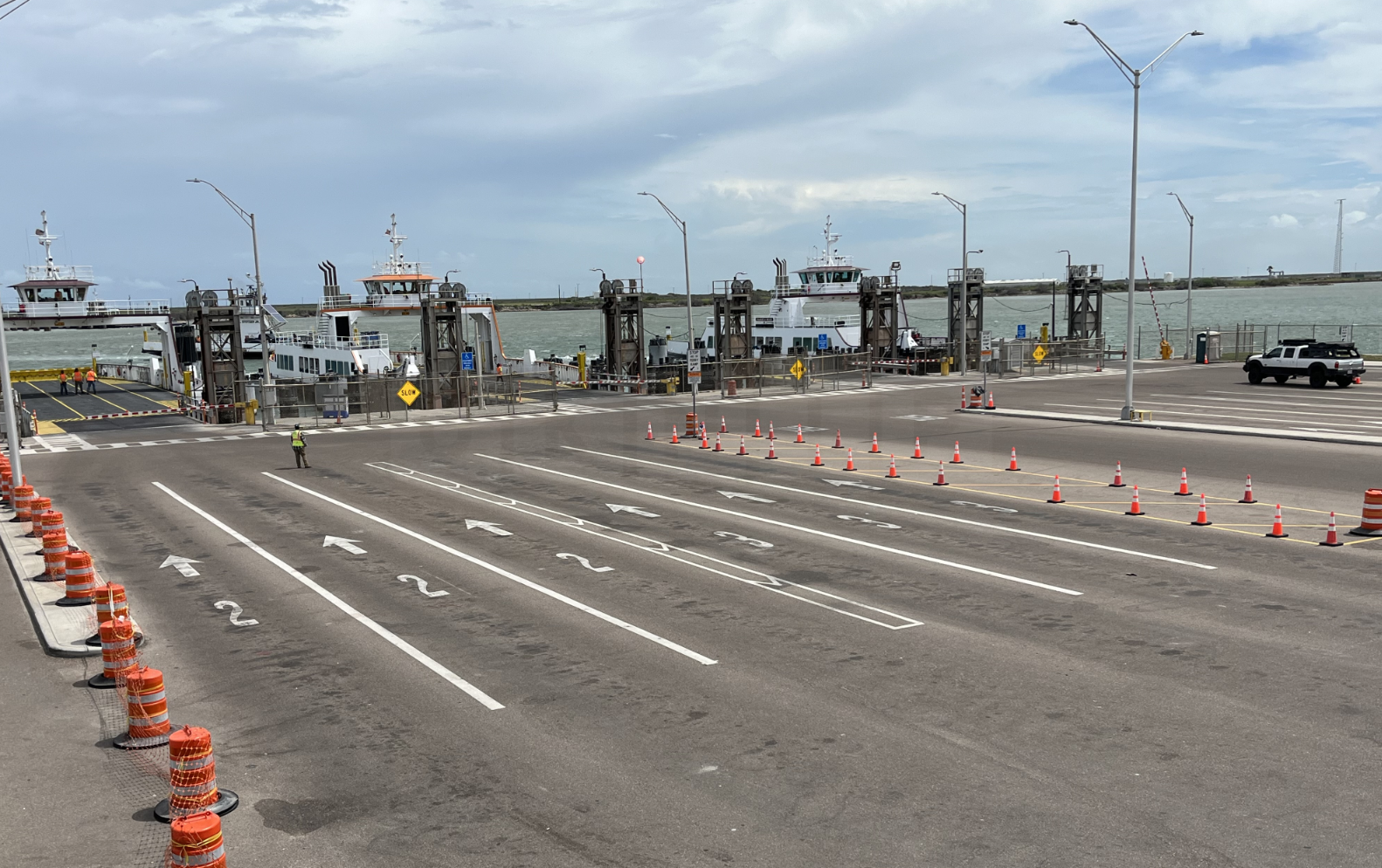 Port Aransas Ferry Landings Nearly Empty Ahead of Shutdown Ordered by U.S. Coast Guard