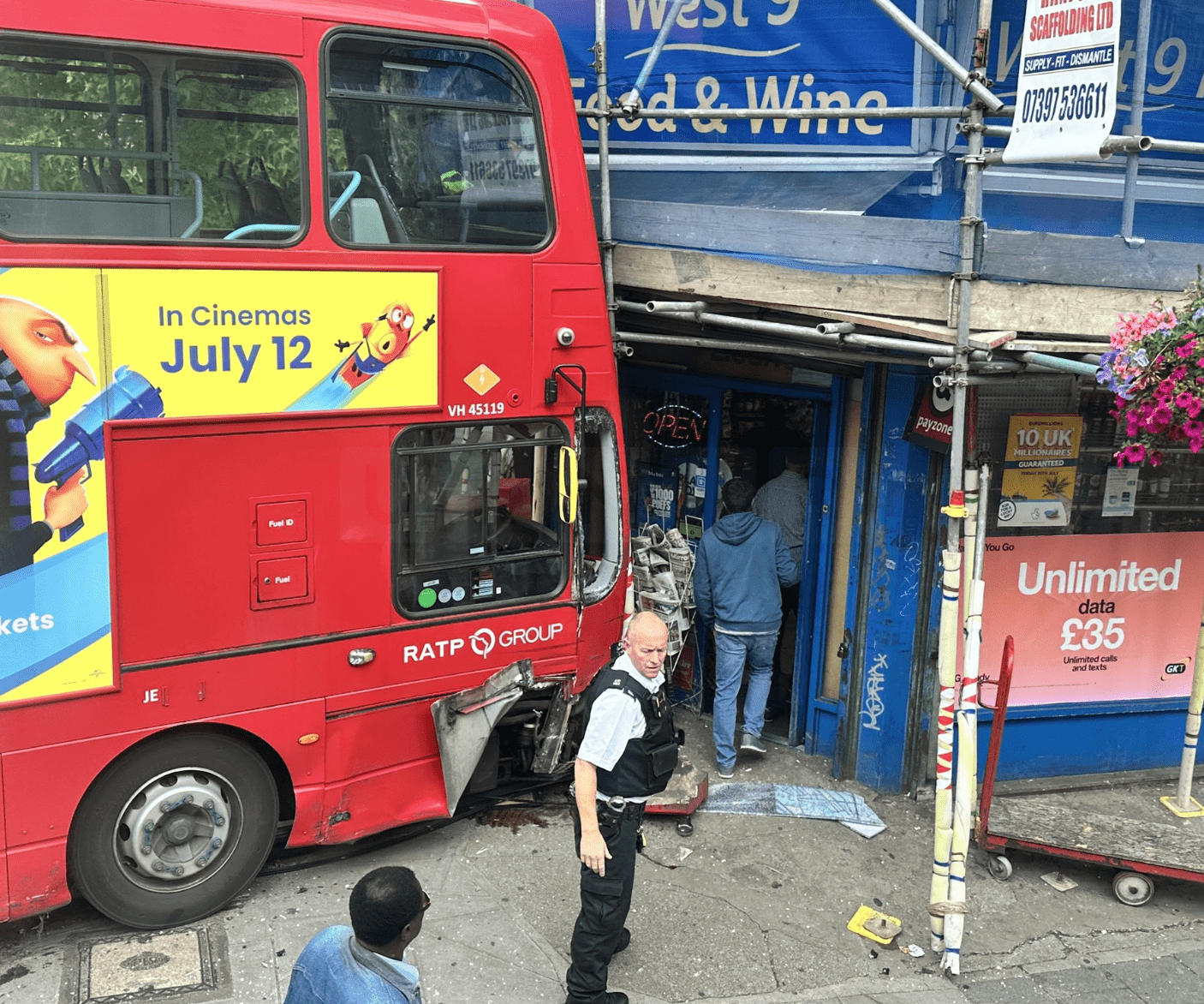 Seven People Injured as Double-Decker Bus Crashes into Shop Scaffolding in North-West London