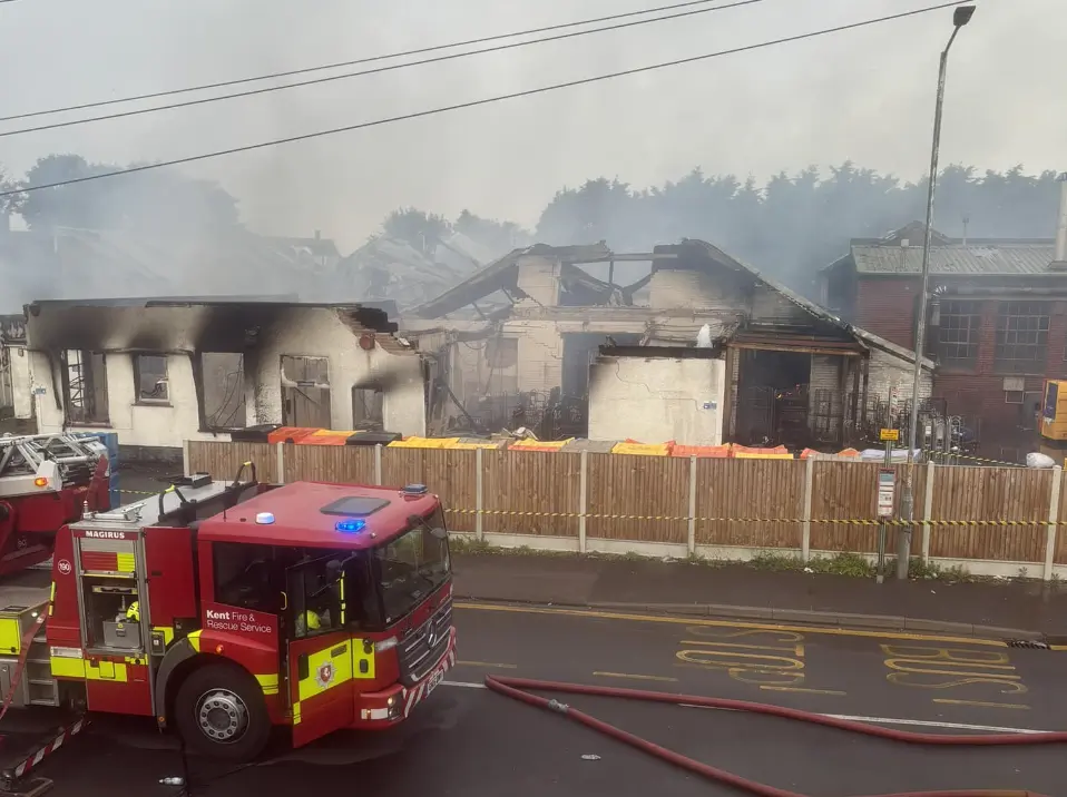 Single99 Ramsgate’s Historic K Laundry Ltd Engulfed in Flames, Fire Crews Depart After Lengthy Battle