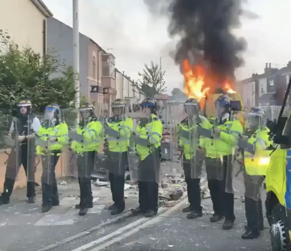 Peaceful Protest in Southport Turns Violent as Police van set on fire as far-right hijack vigil for Southport stabbing victims