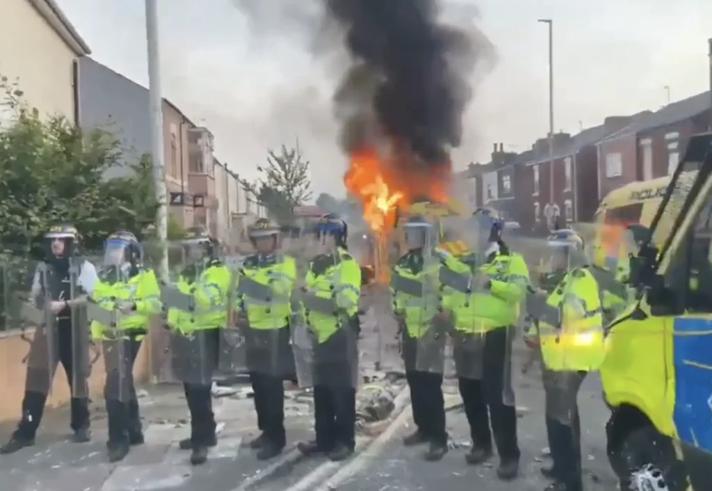 Peaceful Protest in Southport Turns Violent as Police van set on fire as far-right hijack vigil for Southport stabbing victims