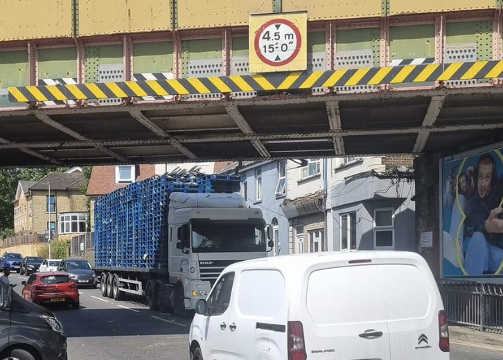 Lorry Collides with Railway Bridge on London Road Strood
