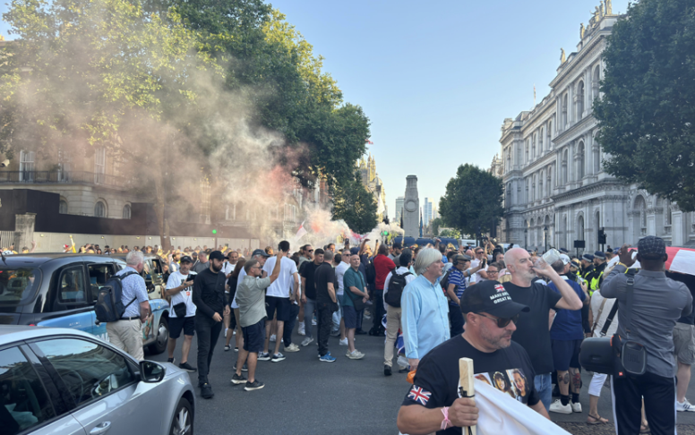 Southport Latest: Flares Thrown Towards Downing Street Gates as Protesters Clash with Police After Southport Riot