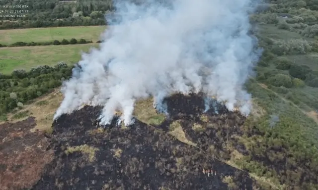 Large Grass Fire Erupts at Ingrebourne Hill Country Park