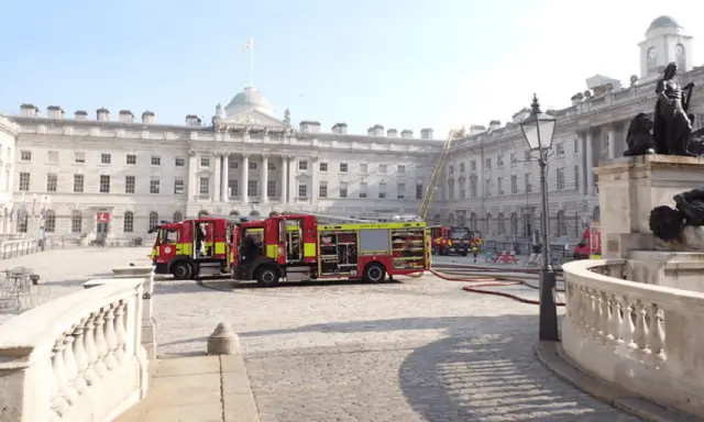 Area Template Firefighters Continue Operations at Somerset House Following Major Fire