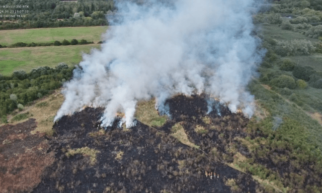 Large Grass Fire Erupts at Ingrebourne Hill Country Park