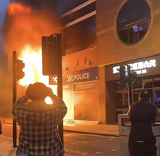 Police Station Firebombed as Rioting Explodes in Sunderland