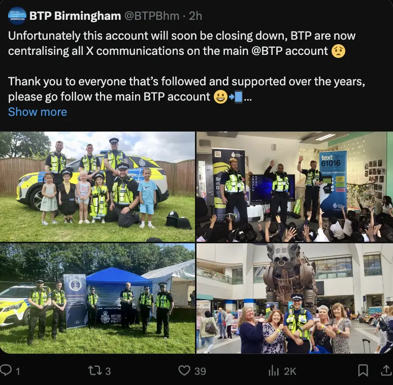 Controversial Decision by BTP Bosses to Close Most ‘X’ Accounts Sparks Criticism
