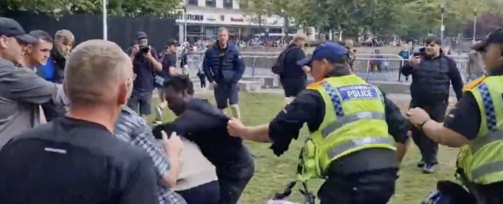 Violent Incident Caught on Camera During Manchester Protests