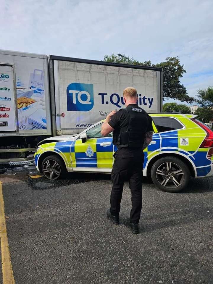 Police Car Collides with Lorry in Brighton