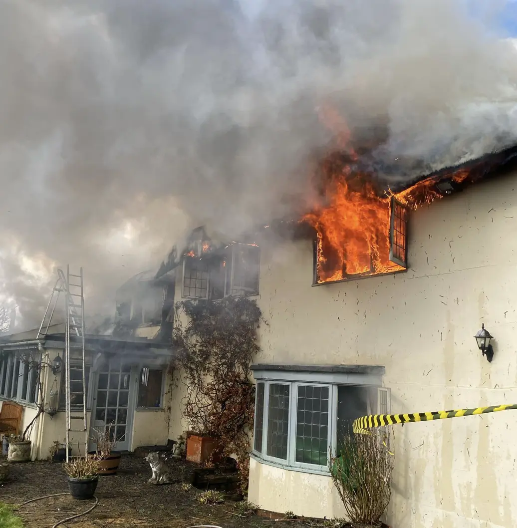 Fire Crews Tackle Blaze At Thatch Cottage In Birdbrook Fire Crews Tackle Blaze at Thatch Cottage in Birdbrook