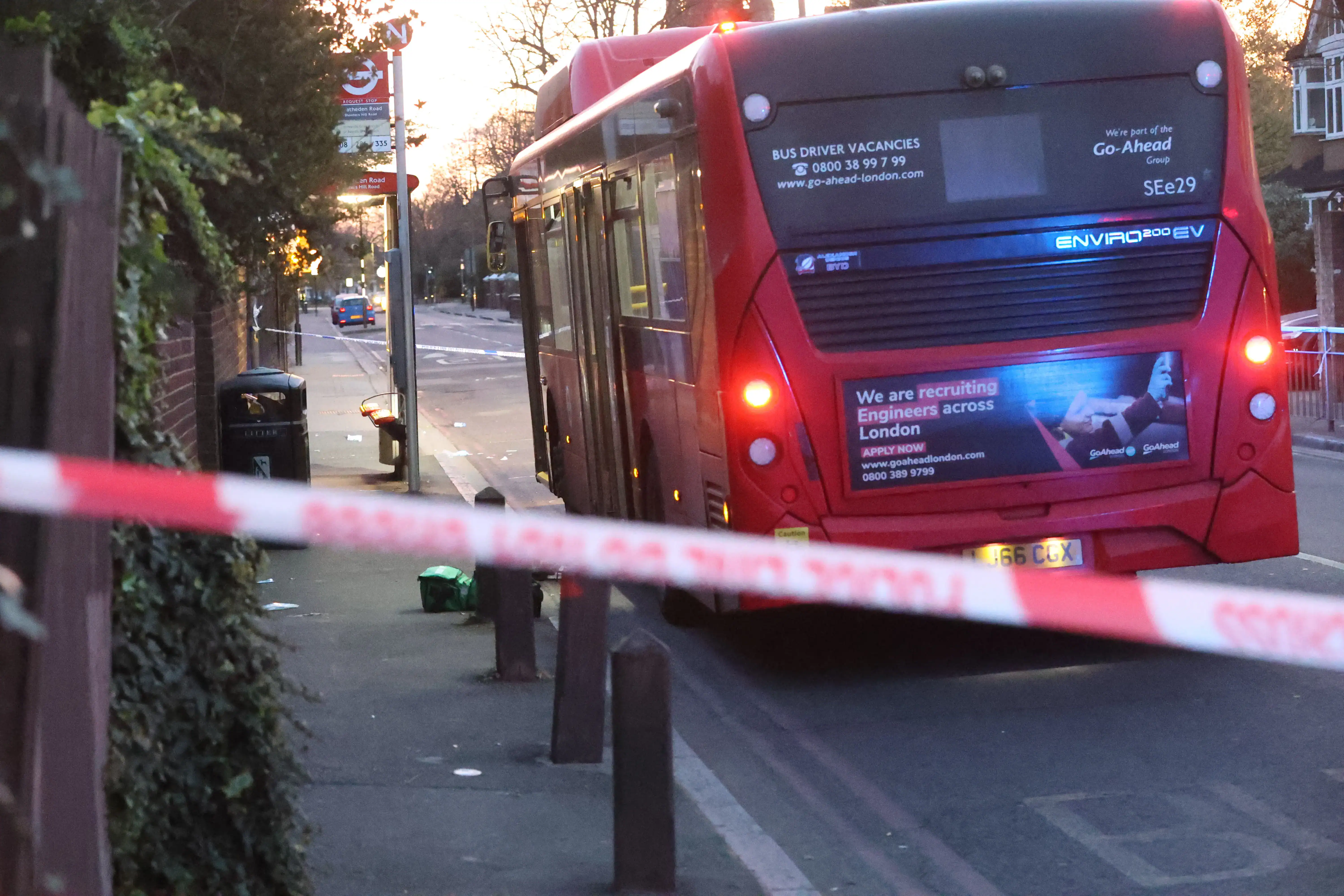 Road outside Private Pointers School Blackheath in Lockdown after stabbing on Night bus