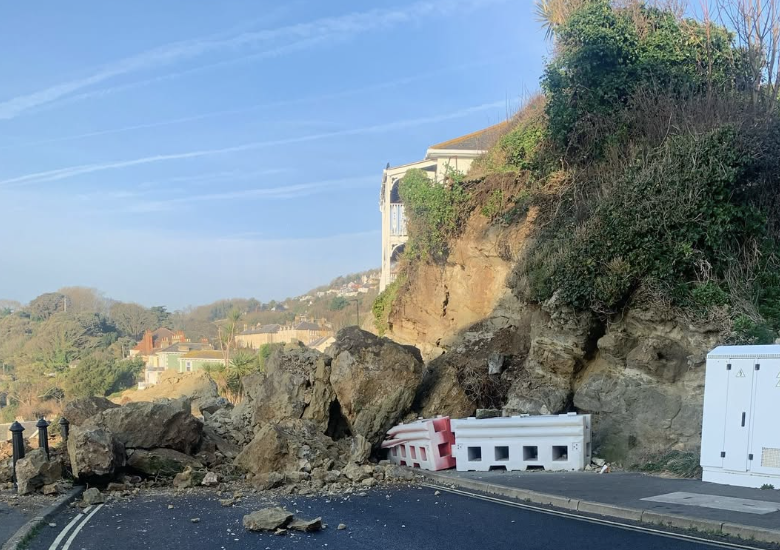 Daylight has revealed the full extent of a significant rock collapse in Ventor