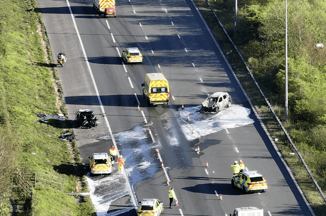 Serious Multi-Vehicle Crash and Vehicle Fire Shuts Down M2 Eastbound Near Rochester Airport  in Kent – UKNIP