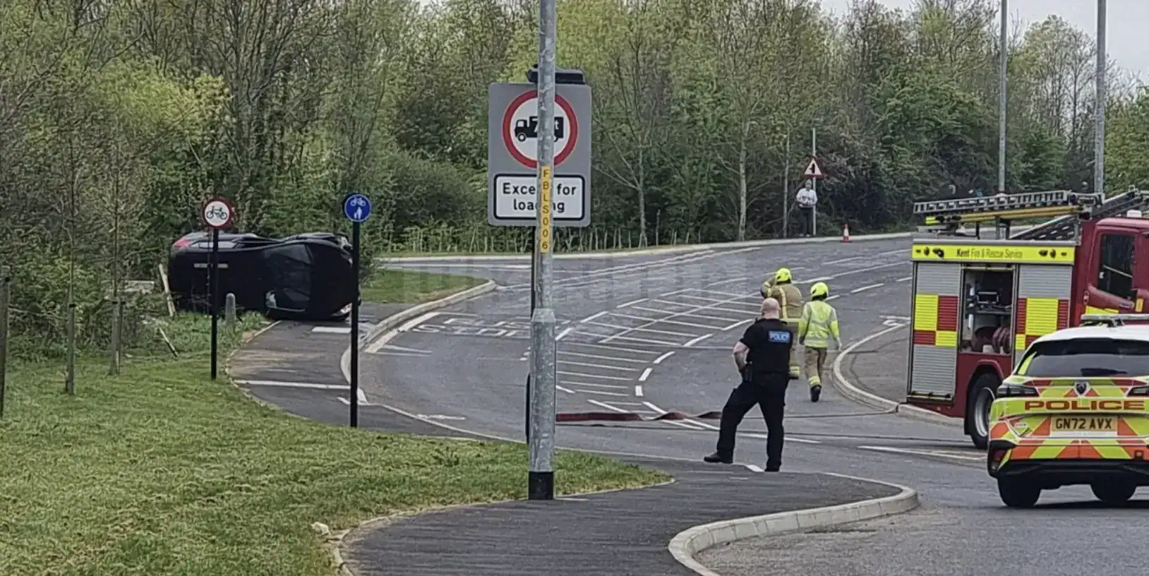 Car Crash Causes Gas Outage After Overturning Near Herne Bay Crematorium