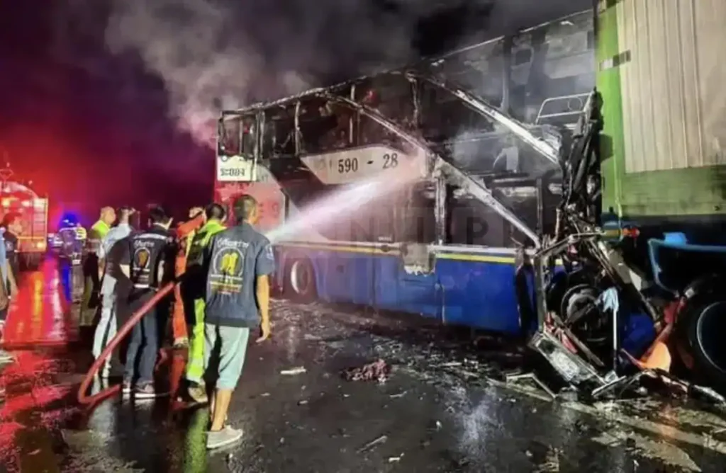 Seven Dead, 53 Injured in Fiery Bus Collision in Thailand – UKNIP