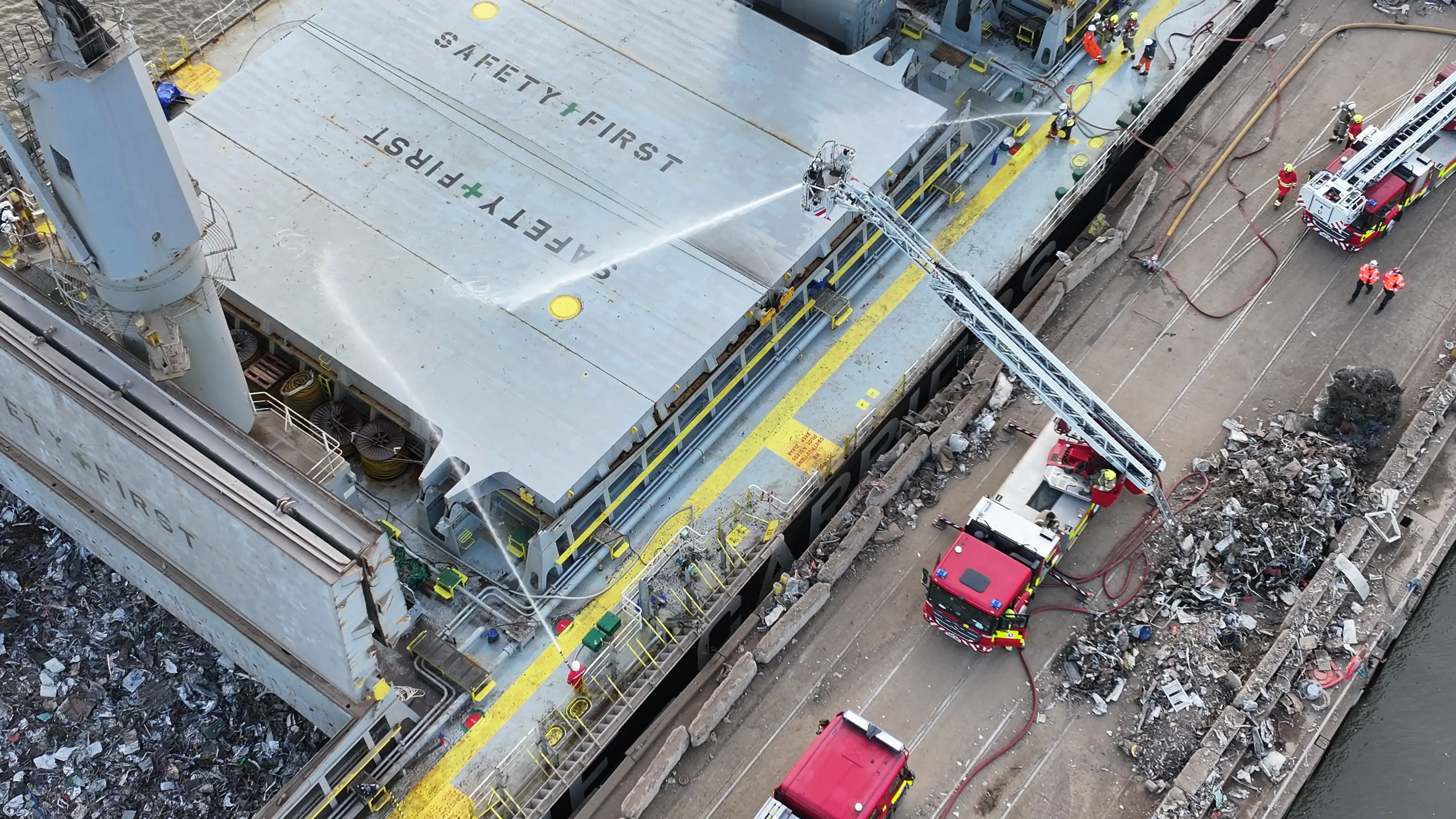 Major Firefighting Operation Underway Aboard Bulk Carrier in Gravesend