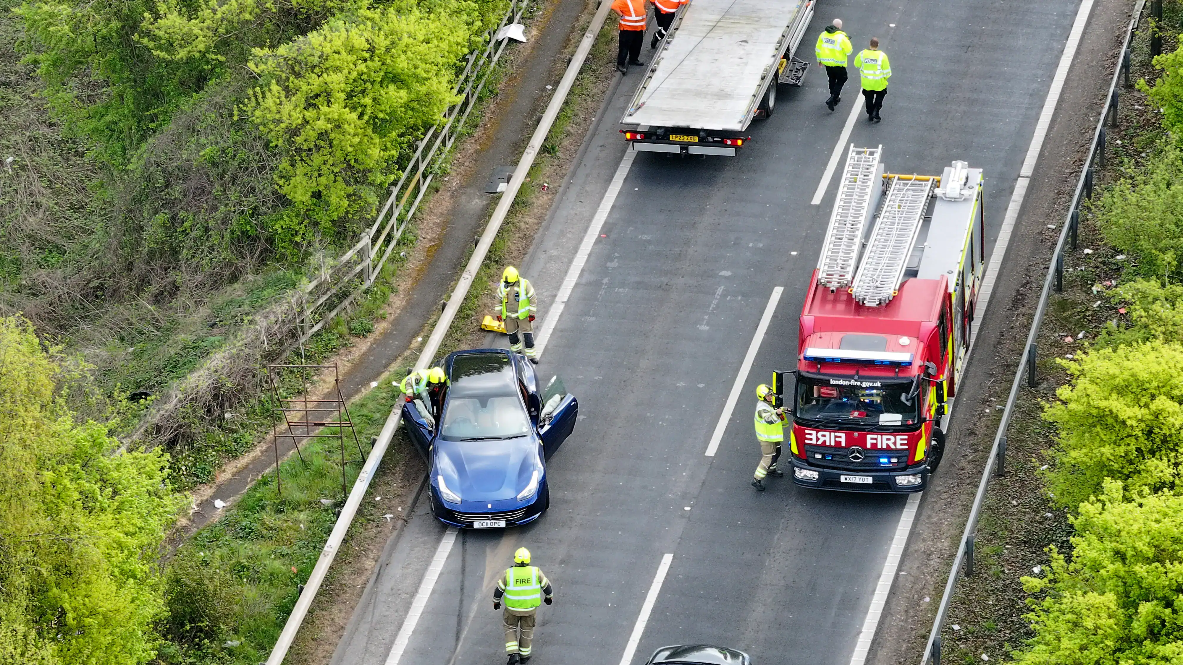 Dramatic Crash Sees Car Fly Off A20 Slip Road into Service Yard near M25