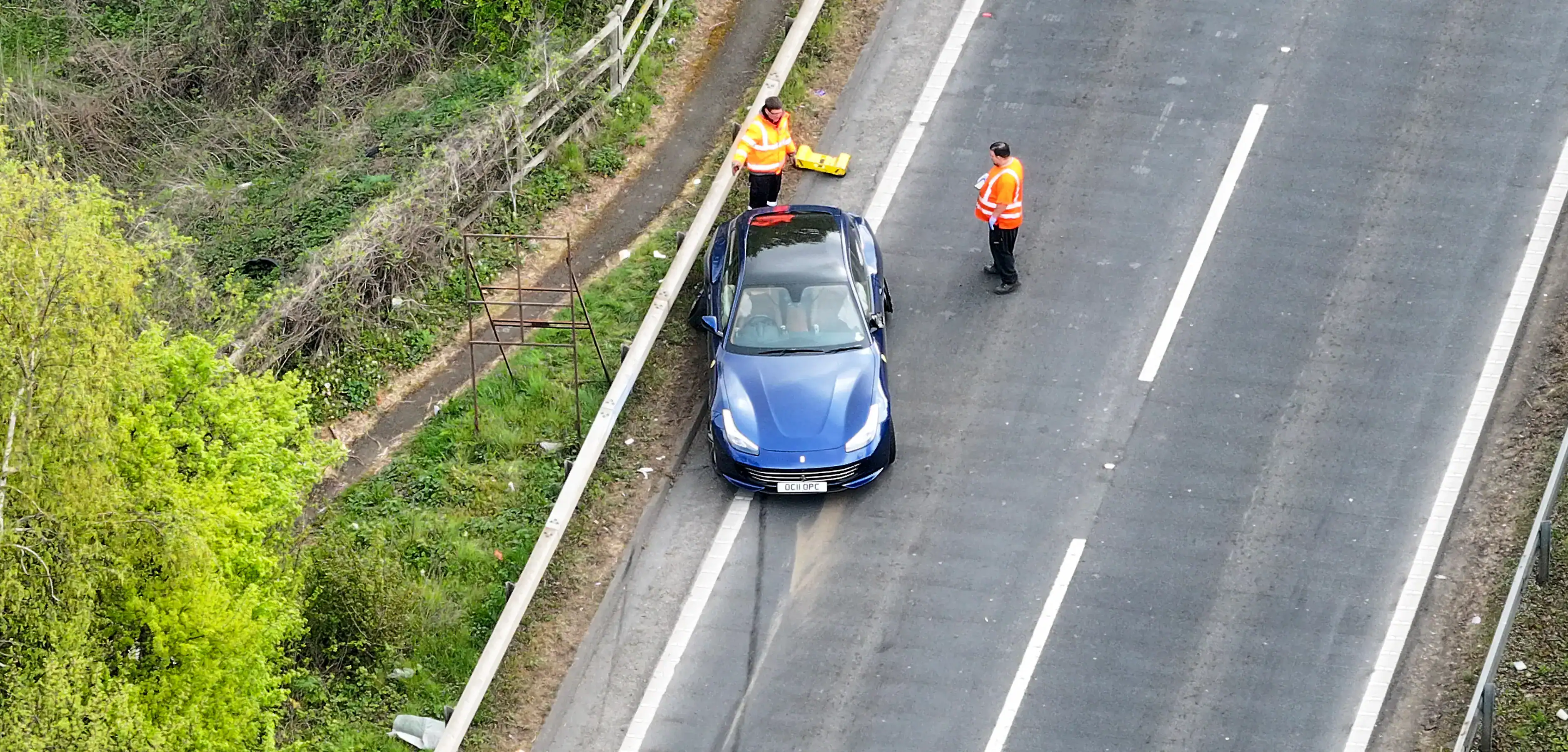 Dramatic Crash Sees Car Fly Off A20 Slip Road into Service Yard near M25