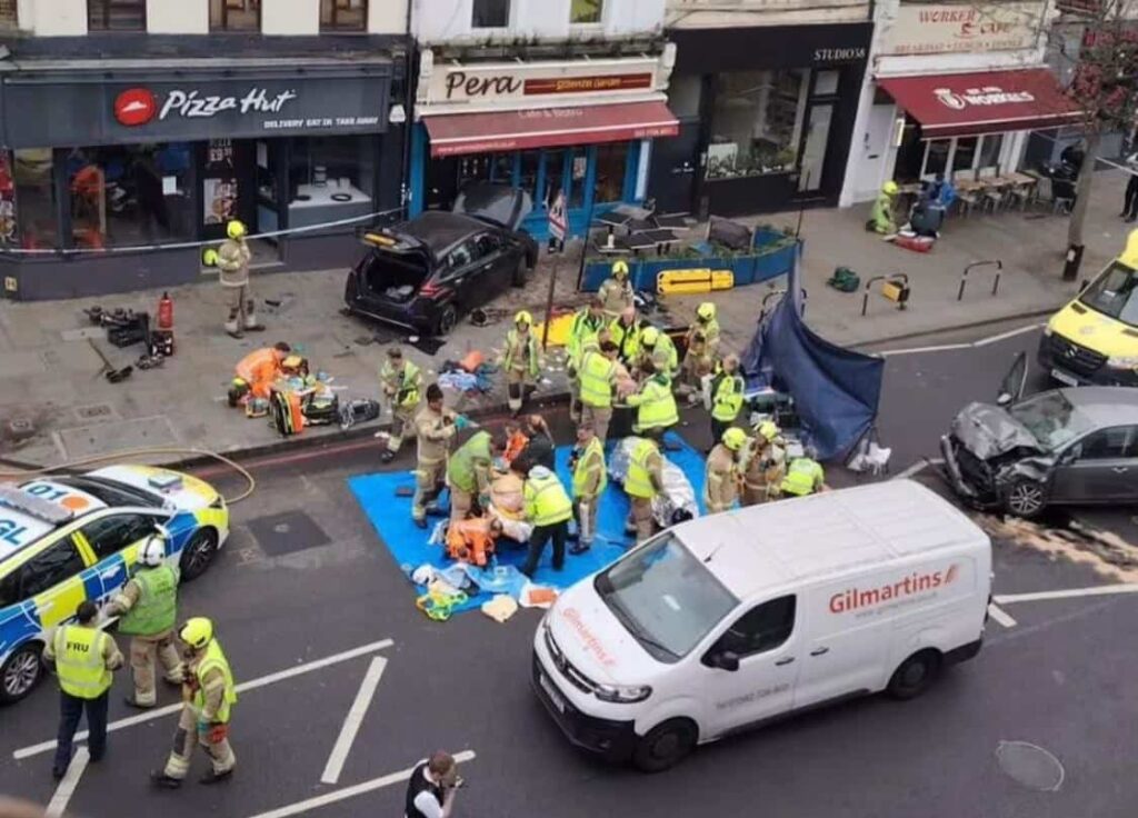 Four Injured After Car Ploughs into Café in Horror Three-Vehicle Crash on Upper Street, Islington