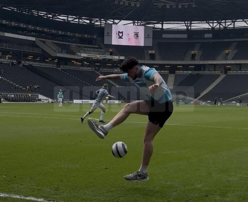 Jay Rosa performs at MK Dons as part of Huge Charity EFL Tour