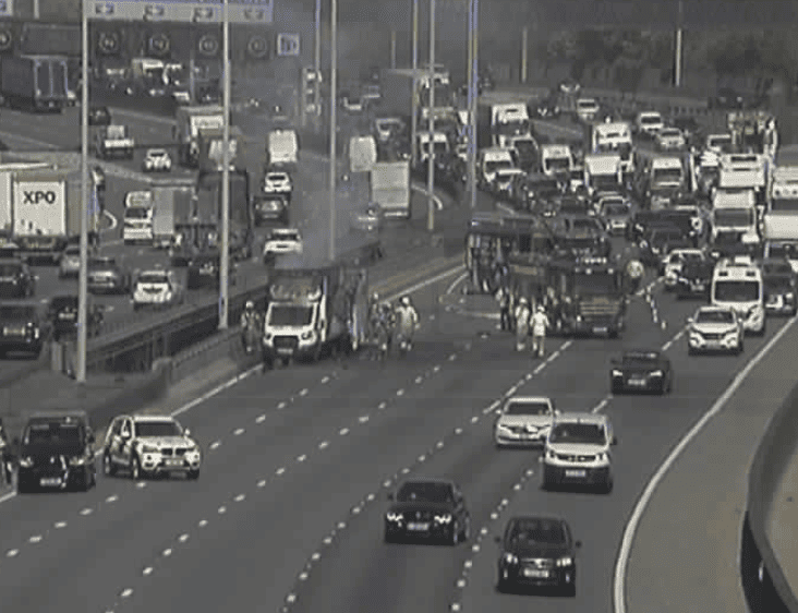 Major Delays on M25 After Collision and Vehicle Fire Between Staines and M3 Junctions
