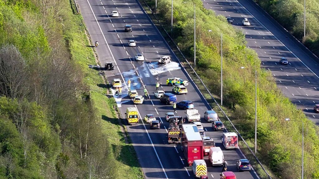 Three Injured in M2 Crash and Car Fire Near Maidstone