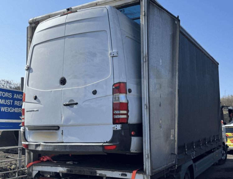 Unusual Load on M1: Police Stop Lorry Carrying Van During Nationwide Road Safety Operation