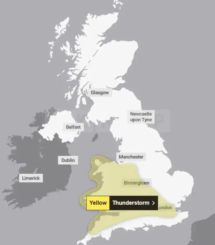 UK Braces for Thunderstorms After 23C Scorcher – Met Office Issues Yellow Warning