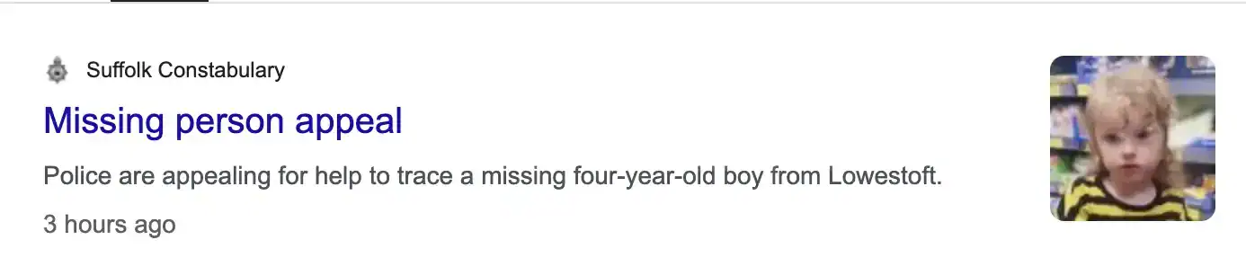 Urgent Search for Missing Boy, 4, in Suffolk Seaside Town Hoax