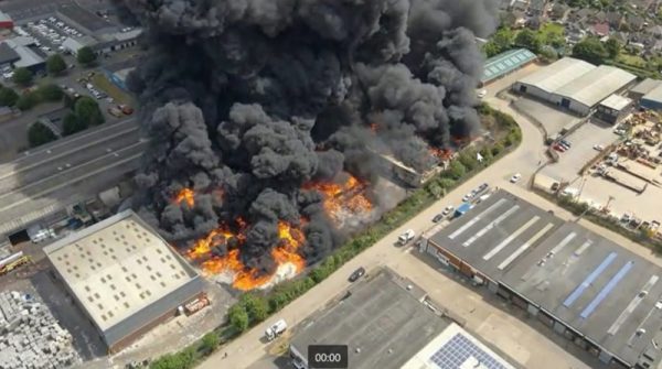 Major Incident Declared as Huge Fire Rips Through Recycling Warehouse in Northamptonshire