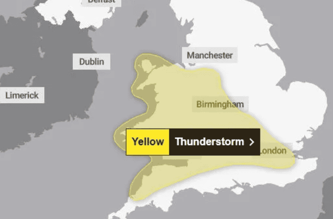 UK Braces for Thunderstorms After 23C Scorcher – Met Office Issues Yellow Warning