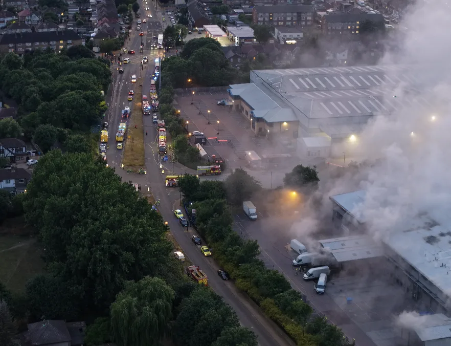 Major Warehouse Blaze at Yodel in Enfield – 12 Fire Engines at Scene