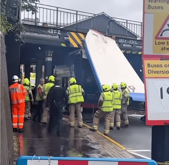 Bus Crashes Into Bridge in South Norwood — Roof Ripped Off, Emergency Response Underway