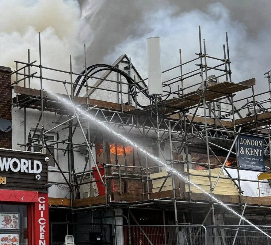 Massive Fire Engulfs Sidcup Building — 80 Firefighters Battle Blaze on <a class=