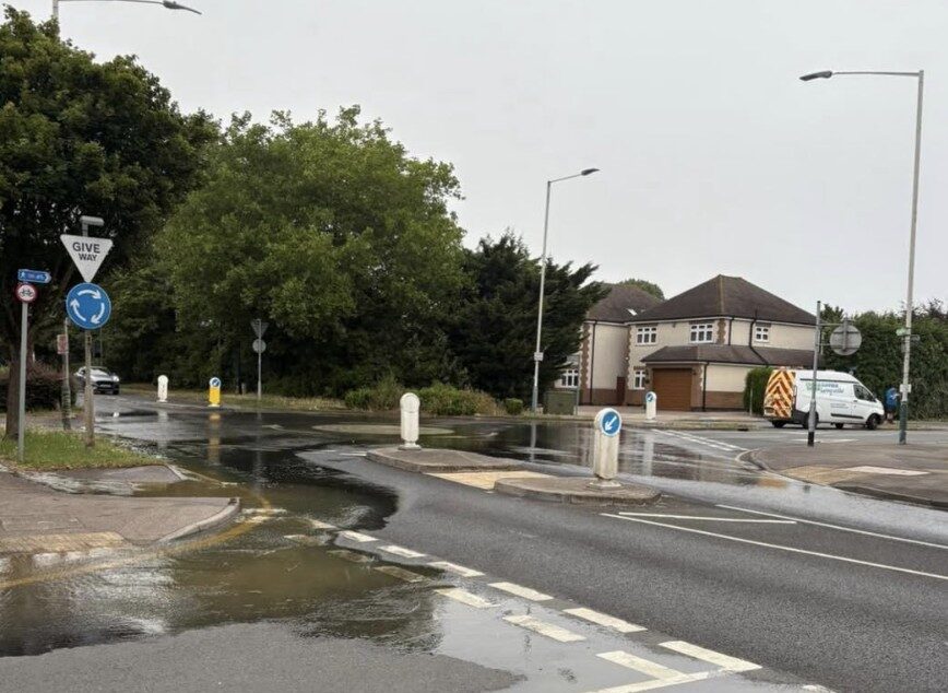 Burst Water Main Closes Choats Manor Way and Causes Water Disruption Across Dagenham