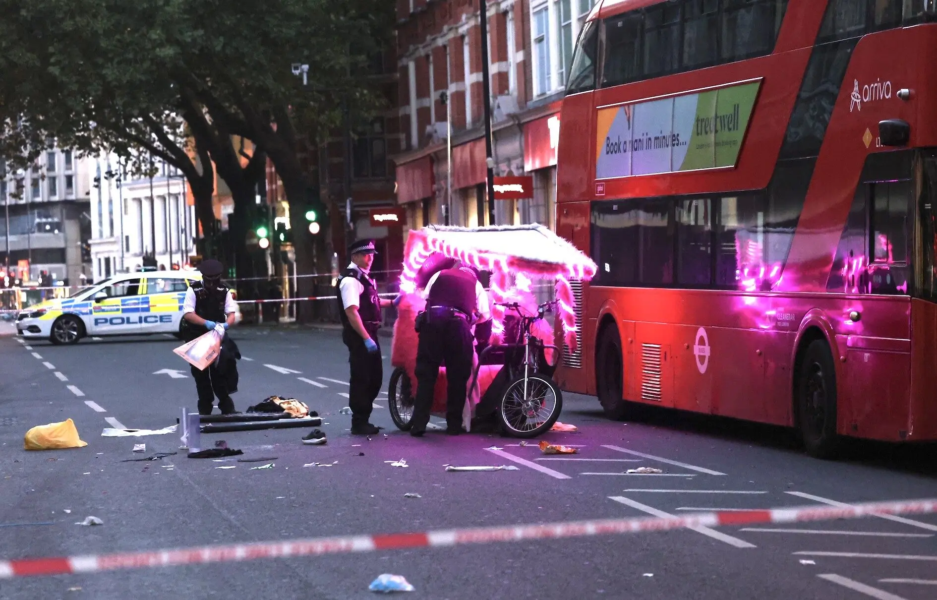 Rickshaw Rider and Two Passengers Fighting for Their Lives After Collision with London Bus in Charing Cross