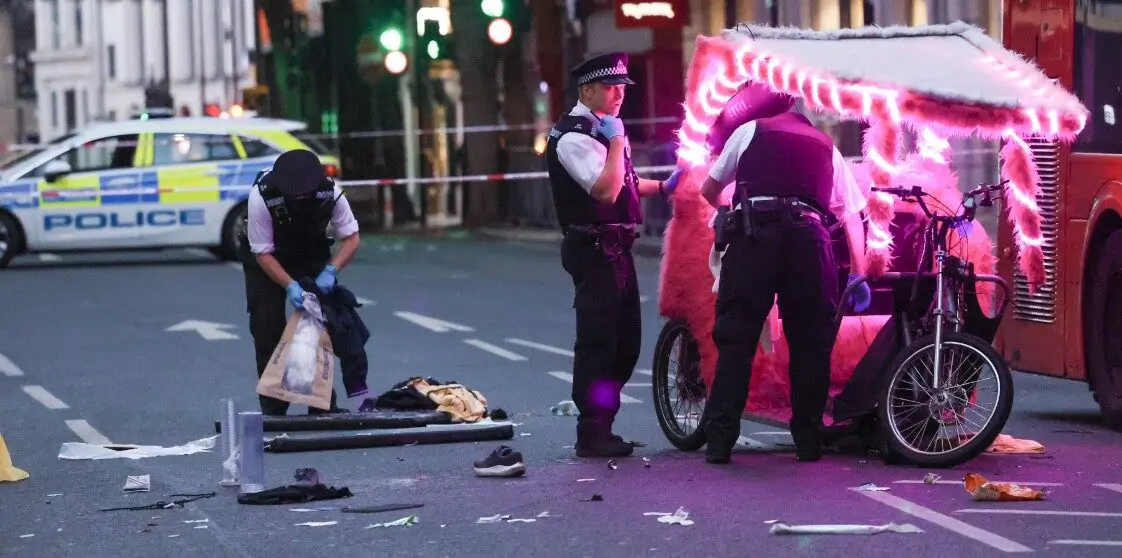 Rickshaw Rider and Two Passengers Fighting for Their Lives After Collision with London Bus in Charing Cross