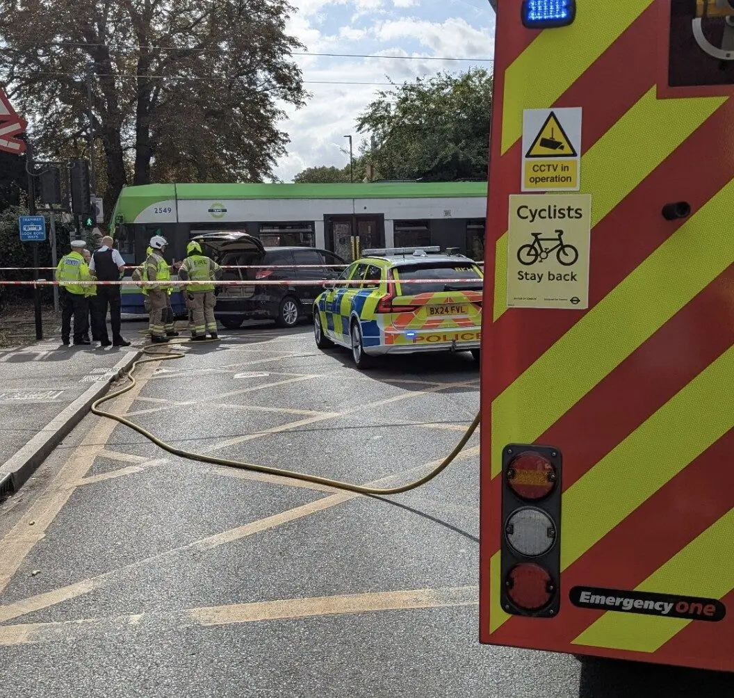 Minivan Collides With Tram in Kingston Road, Wimbledon – Emergency Services on Scene